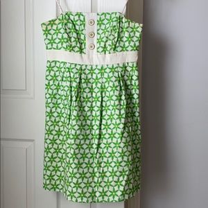 Lilly Pulitzer Green & White print strapless dress
